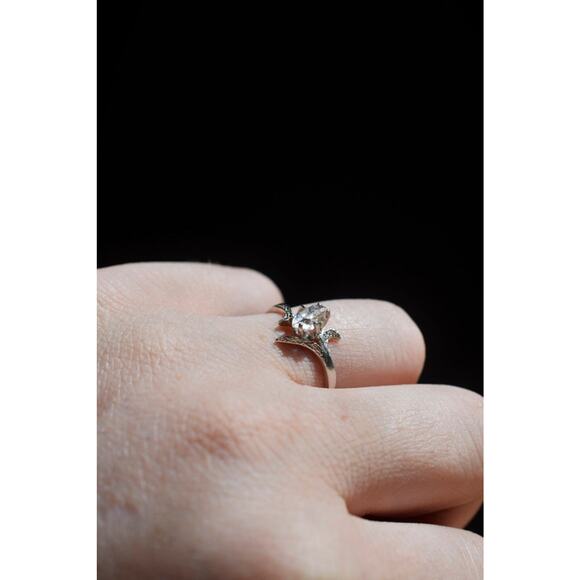 Simple Herkimer Diamond Engagement Ring - Picture 2 of 4